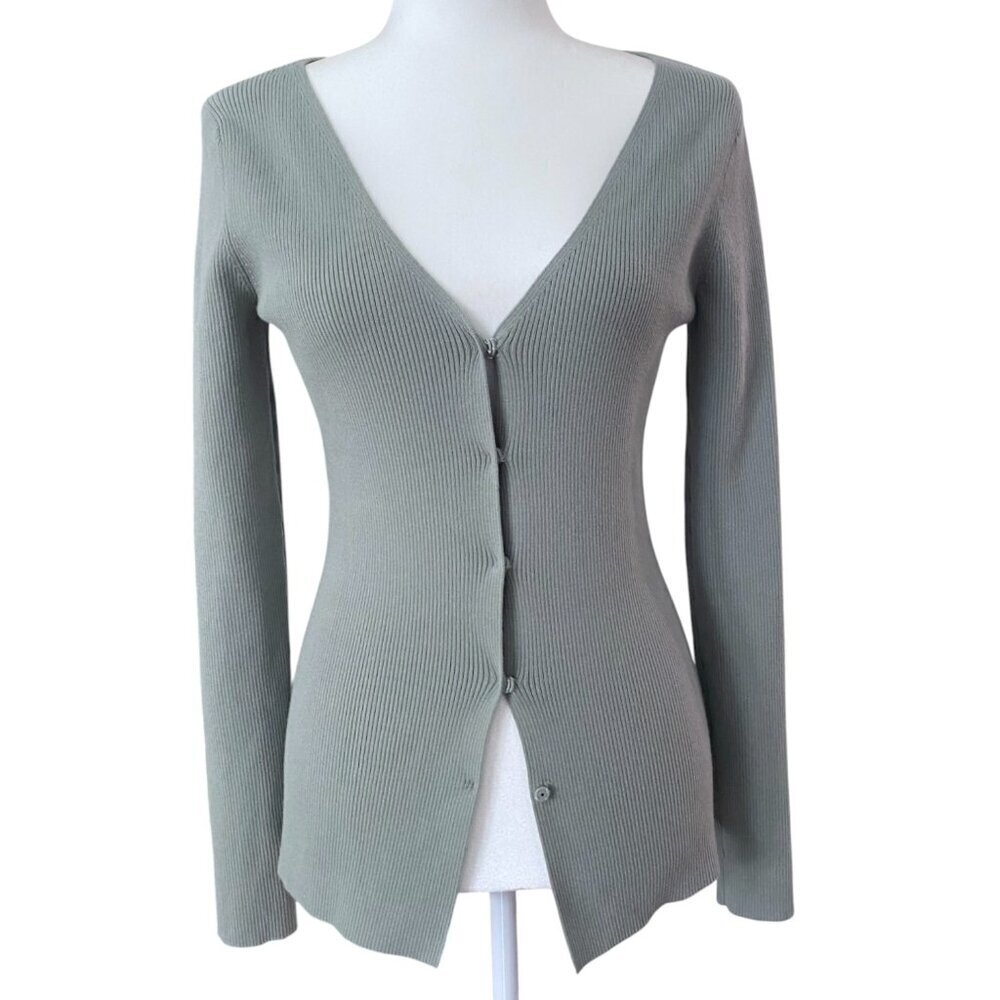 Open Edit Luxe Sculpt Sage Green Cardigan Small - Picture 3 of 8